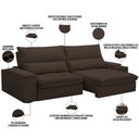 Ver imagem 3 de Sofá Retrátil Reclinável para Sala de Estar Living 280cm Nápoles F04 Veludo Marrom - Lyam Decor