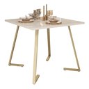 Ver imagem 2 de Mesa de Jantar de Aço 80x80 Reforçada Industrial Nantes - Champanhe/offwhite
