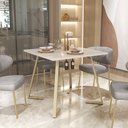 Ver imagem 1 de Mesa de Jantar de Aço 80x80 Reforçada Industrial Nantes - Champanhe/offwhite
