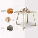 Ver imagem 4 de Mesa de Jantar de Aço 80x80 Reforçada Industrial Nantes - Champanhe/offwhite