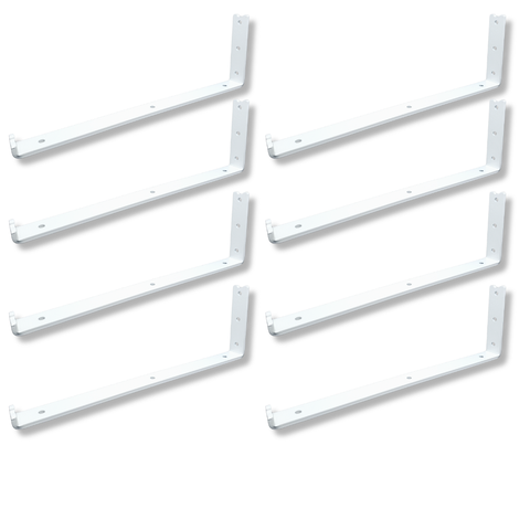 Kit 8 Cantoneiras Formato L de Parede 35cm Mão Francesa para Prateleira Aço Robusto Branco