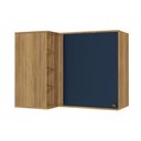 Ver imagem 1 de Armário Aéreo de Canto Reto Celeste Kappesberg 100% Mdf 1 Porta 4 Nichos Nogueira/azul 98cm