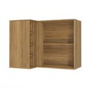 Ver imagem 3 de Armário Aéreo de Canto Reto Celeste Kappesberg 100% Mdf 1 Porta 4 Nichos Nogueira/azul 98cm