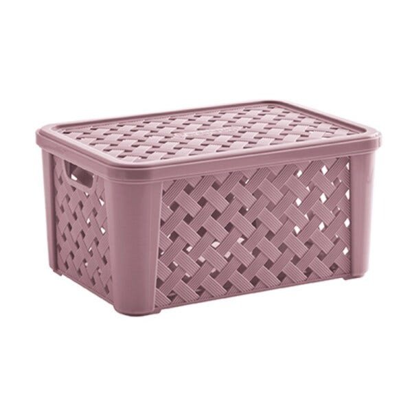 Organizador rattan rosa caixa multiuso grande brinquedos roupas porta treco luxo paramount - 1