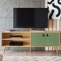 Rack para Tv até 55 Polegadas Havai 2 Portas Carvalho/verde - Panorama Móveis - 1