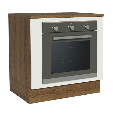 Balcão para Forno de Embutir 80 X 60 Cm com Tampo Agata, Glamy, Stella Madesa Rustic/branco