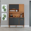 Ver imagem 1 de Armário de Cozinha Frisado 5 Portas 1 Gaveta 120cm Roma Marrom/Freijó/Chumbo