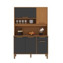 Ver imagem 2 de Armário de Cozinha Frisado 5 Portas 1 Gaveta 120cm Roma Marrom/Freijó/Chumbo