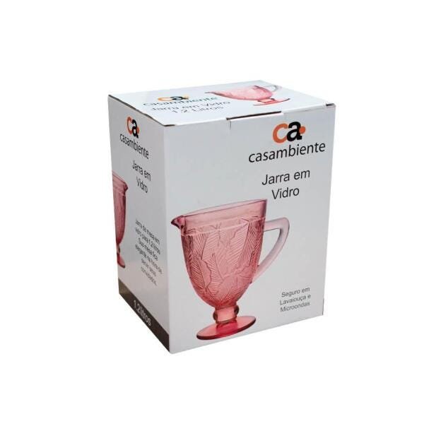 Jarra de Vidro Folha Rosa 1,2L - Casambiente JAVI052 - 4