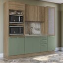 Ver imagem 1 de Armário de Cozinha Modulada Completa Reta 4 Peças 2,40m Botanic Kappesberg - Nogueira/Verde Oliva
