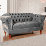 Namoradeira Chesterfield Elisabeth 2 Lugares Via Encanto Veludo Cinza Claro - 2