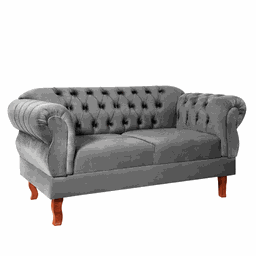 Namoradeira Chesterfield Elisabeth 2 Lugares Via Encanto Veludo Cinza Claro - 1