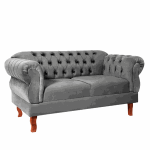 Namoradeira Chesterfield Elisabeth 2 Lugares Via Encanto Veludo Cinza Claro