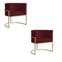 Ver imagem 1 de Kit 2 Poltrona Luana Suede Bordo Base Dourada Luxo - Fm