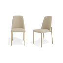 Ver imagem 1 de Conjunto 02 Cadeiras Livia Linho Gengibre Estrutura Dourada - Ssx Multicoisas