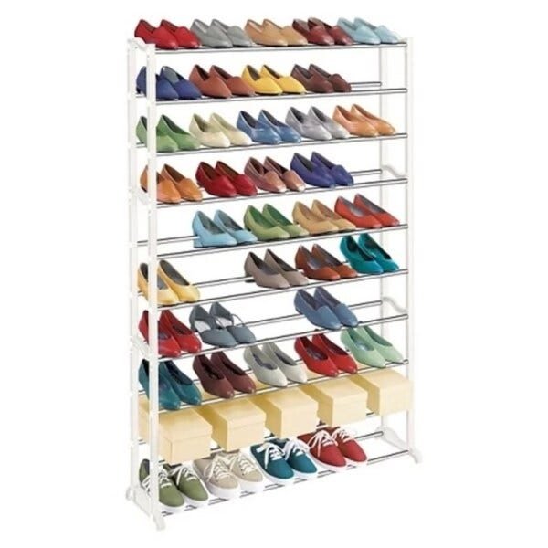 Sapateira estante organizadora para 50 pares de sapatos calcados 10 prateleiras em metal - 1