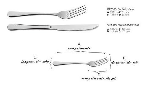 Garfo Faca Kit 24 Talheres Elite Inox Bar Restaurante Hotel - INOX - 2