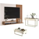 Ver imagem 1 de Painel para Tv Nando Freijó Off White com Aparador para Sala Petri e Mesa de Centro Petri Off White
