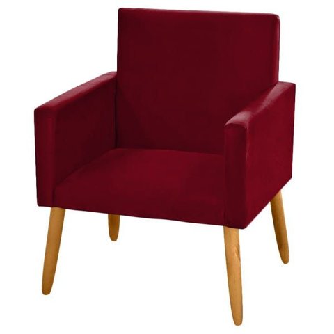 Poltrona Decorativa Nina Suede Bordo para Escritório