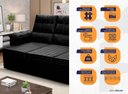 Ver imagem 2 de Sofá Retrátil Reclinável 4 Lugares com Molas 2,30m Quantum Suede Velut Preto - King House