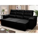 Ver imagem 1 de Sofá Retrátil Reclinável 4 Lugares com Molas 2,30m Quantum Suede Velut Preto - King House