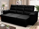 Ver imagem 1 de Sofá Retrátil Reclinável 4 Lugares com Molas 2,30m Quantum Suede Velut Preto - King House