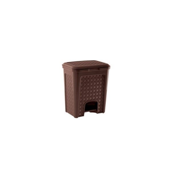 Lixeira rattan com pedal casa Escritório luxo 13 litros marrom paramount - 1