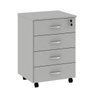 Gaveteiro Baixo Escritório 4 Gavetas Tranca 4 Rodinhas Cinza - 1