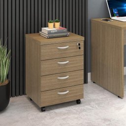 Gaveteiro Escritório Home Office 4 Gavetas Marrom Madeira - 1