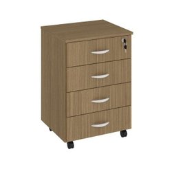 Gaveteiro Baixo 4 Gavetas Tranca 4 Rodinhas Marrom Madeira - 3