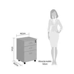 Gaveteiro Baixo Escritório 3 Gavetas Tranca 4 Rodinhas Cinza - 2 Gaveteiro Baixo Escritório 3 Gavetas Tranca 4 Rodinhas Cinza - 2
