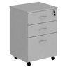 Gaveteiro Baixo Escritório 3 Gavetas Tranca 4 Rodinhas Cinza - 3