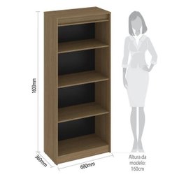 Armário Alto Decoração Sala 3 Prateleiras Marrom Madeira - 2