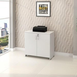 Balcão para Escritório Armário com Chave Web Office Cinza