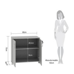 Balcão para Escritório Armário com Chave Web Office Cinza - 4