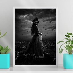 Quadro Decorativo Pombagira Maria Quitéria 33x24cm:Madeira preta - 1