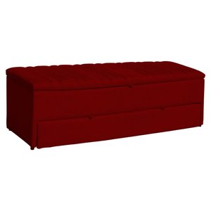 Calçadeira Recamier Baú Sapateira Casal 140cm Ayla Suede Tampo Reto - Estopar Ayla 140cm Suede Verme