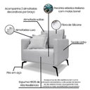 Ver imagem 6 de Kit 2 Poltronas E Sofá 2 Lugares 1,80m Cinza Pés Metálicos