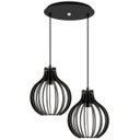 Ver imagem 1 de Luminária Pendente Duplo Madeira Bali 20cm Cr Soquete E27 Preto