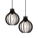 Ver imagem 2 de Luminária Pendente Duplo Madeira Bali 20cm Cr Soquete E27 Preto