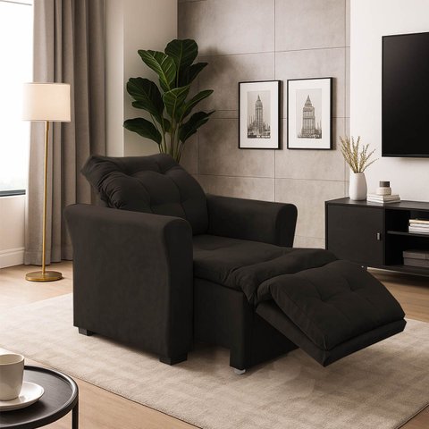 Poltrona Cadeira Papai Mamãe Idoso Reclinável e Retrátil Bellagio Marrom