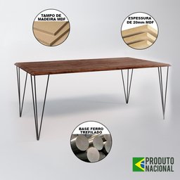 Conjunto Mesa de Jantar Industrial Clips Amêndoa 135x75 com 6 Cadeiras Eiffel Pretas de Ferro Preto - 2
