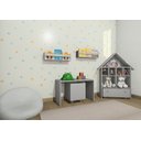 Ver imagem 1 de Kit Quarto Infantil Dudda 4 peças com Mesa 1Baú Organizadora + Estante Casinha de Boneca + Prateleir