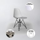 Ver imagem 3 de Conjunto Mesa de Jantar Industrial Clips Preta 120x75 com 4 Cadeiras Eiffel Brancas de Ferro Preto