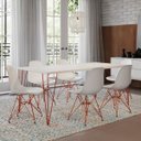 Ver imagem 1 de Conjunto Mesa de Jantar Industrial Clips Branca 135x75 6 Cadeiras Eiffel Bracas de Ferro Cobre