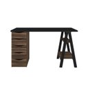 Ver imagem 2 de Mesa Escrivaninha Retrô 5 Gavetas e Cavalete Artany Spirit Ii Preto/ipê