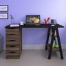 Mesa Escrivaninha Retrô 5 Gavetas e Cavalete Artany Spirit Ii Preto/ipê - 1