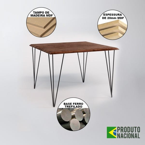 Conjunto Mesa de Jantar Industrial Clips Amêndoa 120x75 com 4 Cadeiras Eiffel Pretas de Ferro Preto - 2