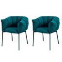 Ver imagem 1 de Kit 2 Cadeiras Joy Rivatti 63 Cm (largura) Estofado em Tecido Azul Entardecer e Base em Aço Preto