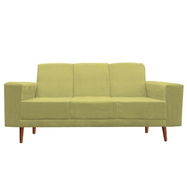 Sofá 3 Lugares Arezzo Suede Amarelo - Móveis Aguias